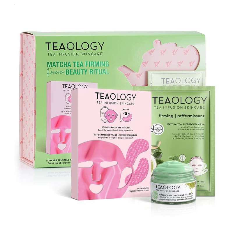 Набір для обличчя Teaology Matcha Tea Firming Forever Beauty Ritual (крем, 50 мл + маска, 21 мл + багаторазова маска, 1 шт)